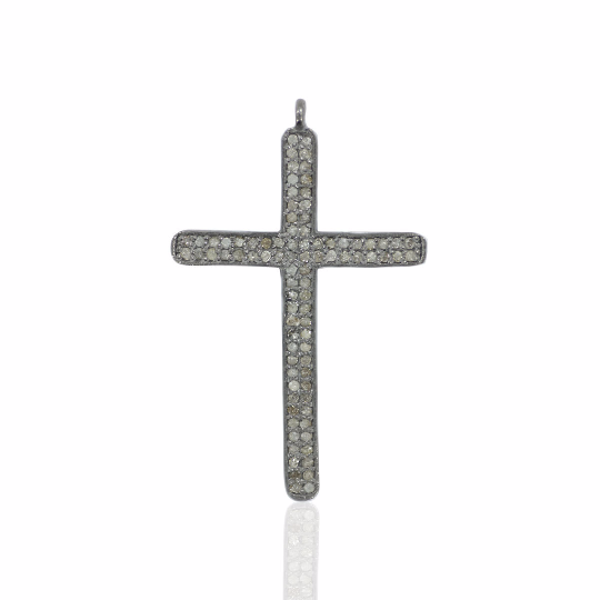 Pave Diamond Detail on Cross Charms, Gorgeous Piece Sizzling Symbol of Christian Shape Awesome Pendant.