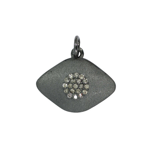 Evil Eye Diamond Pendant .925 Oxidized Sterling Silver Diamond Pendant, Genuine handmade pave diamond Pendant.