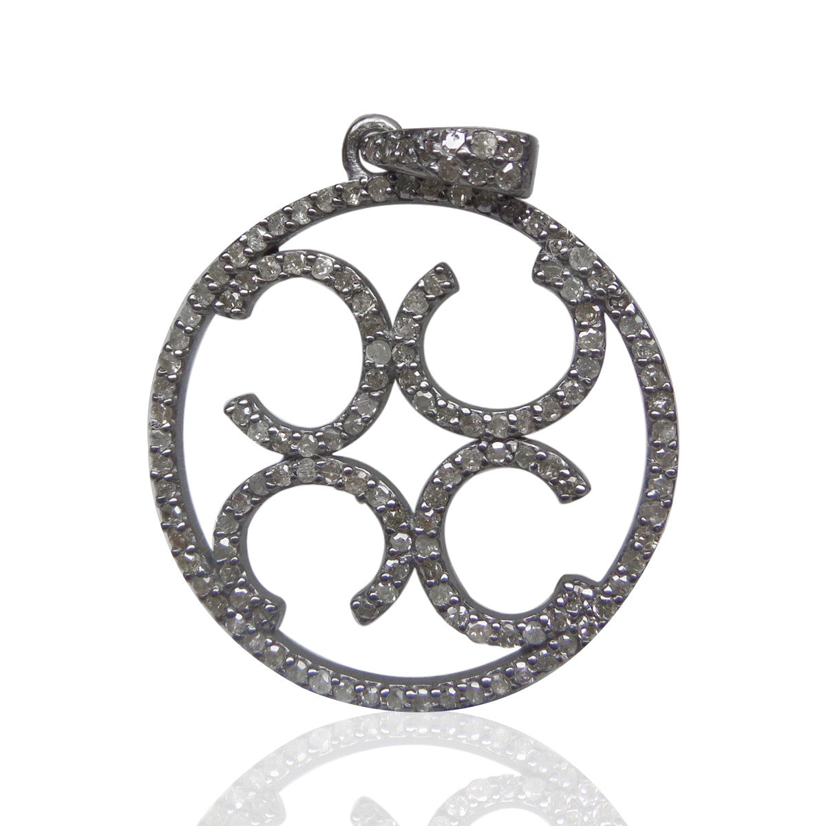 Circle with Letter C Embedded Diamond Pendants Charms
