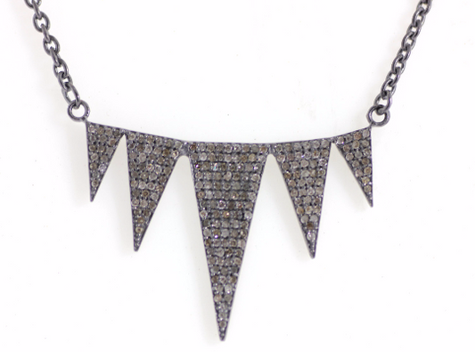 Pave Diamond Pendant .925 Oxidized Sterling Silver Diamond Pendant, Genuine handmade pave diamond Pendant Size 37 x 23 MM