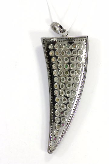 Horns Shaped Diamond Charm .925 Oxidized Sterling Silver Diamond Charms, Genuine handmade pave diamond Charm Size Approx 2.40"(60 x 25 MM)