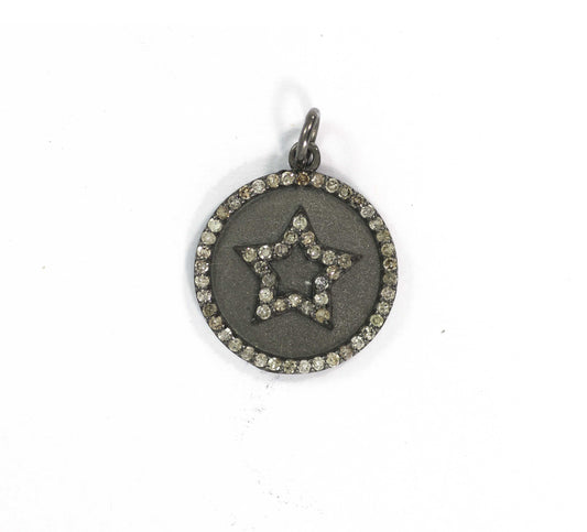 Round Disk On Star Shape Diamond Pendant