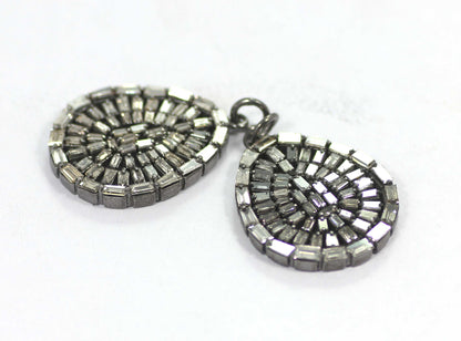 Pear Shape Diamond Pendant .925 Oxidized Sterling Silver Diamond Pendant, Genuine handmade pave diamond Pendant .