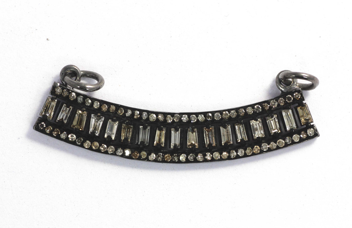 Diamond Pendant .925 Oxidized Sterling Silver Diamond Pendant, Genuine handmade pave diamond Pendant Size Approx 1.40"(35X8 MM)