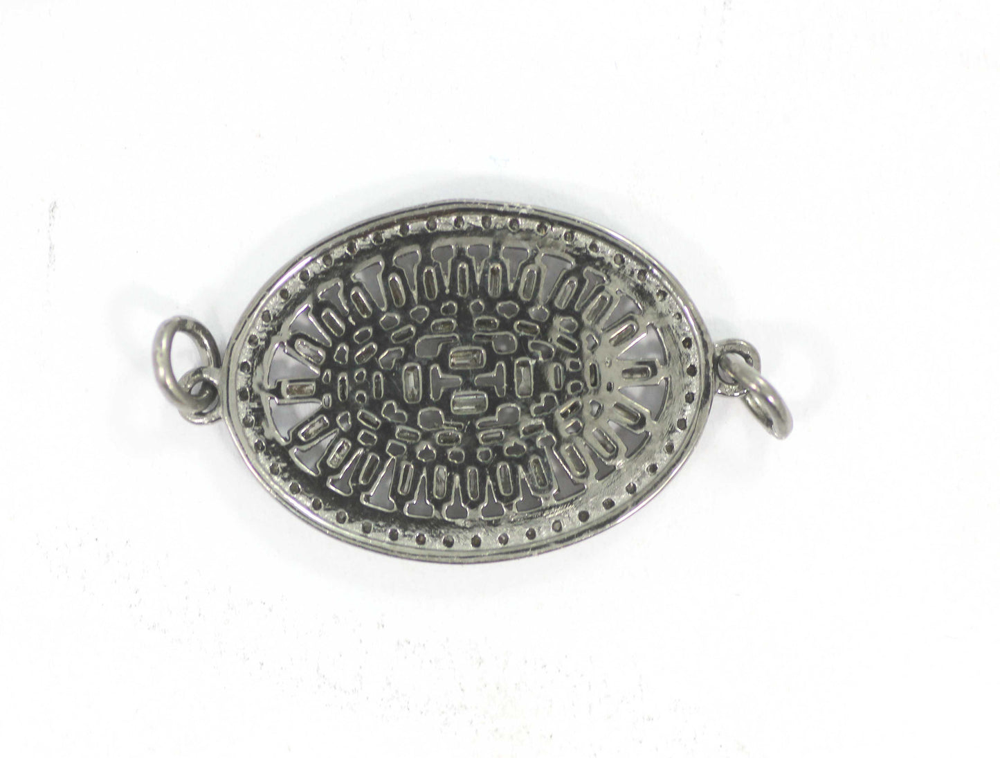 Oval Shape Diamond Pendant .925 Oxidized Sterling Silver Diamond Pendant, Genuine handmade pave diamond Pendant.