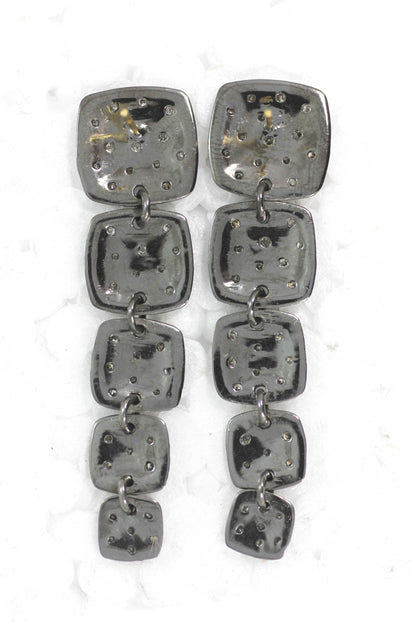 Silver Diamond Earring .925 Oxidized Sterling Silver Diamond Earring, Genuine handmade pave diamond Earring .