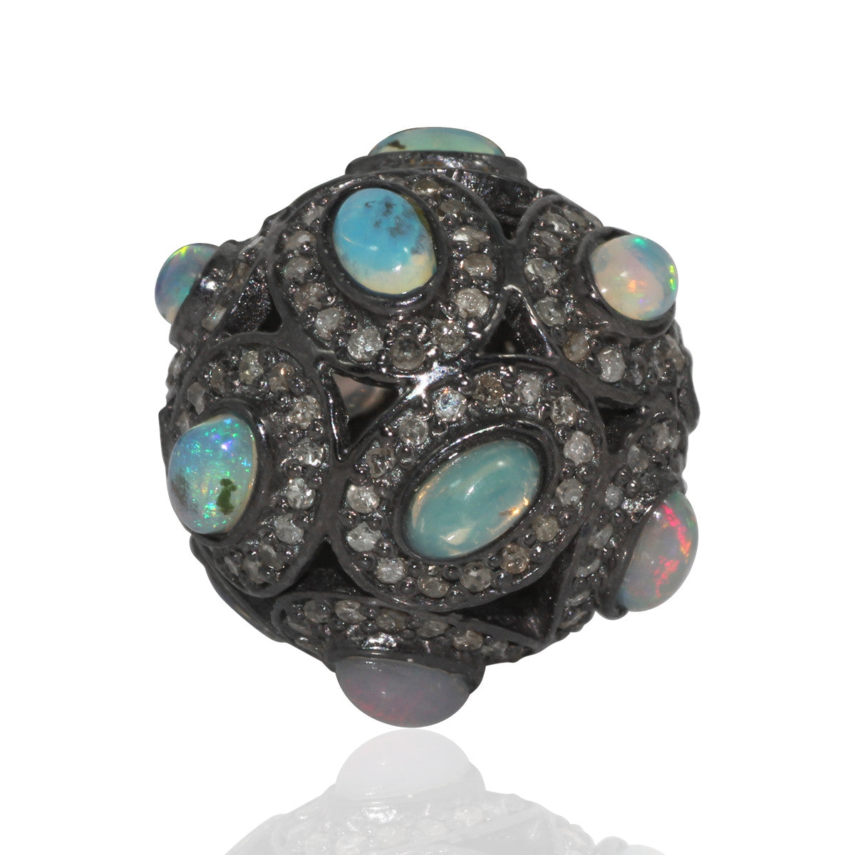 Opal & Diamond Round Shape Beads