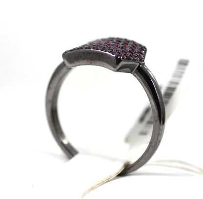 Diamond Hexagon Diamond Ring, Pave Diamond Ring, Pave Hexagon Ring, Approx 8 x 13mm. Sterling Silver