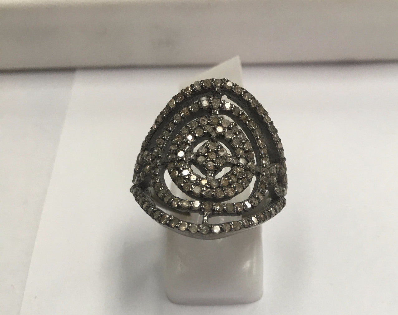 DIAMOND AND SILVER BALCK RHODIUM FINISH RINGS