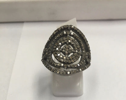 DIAMOND AND SILVER BALCK RHODIUM FINISH RINGS