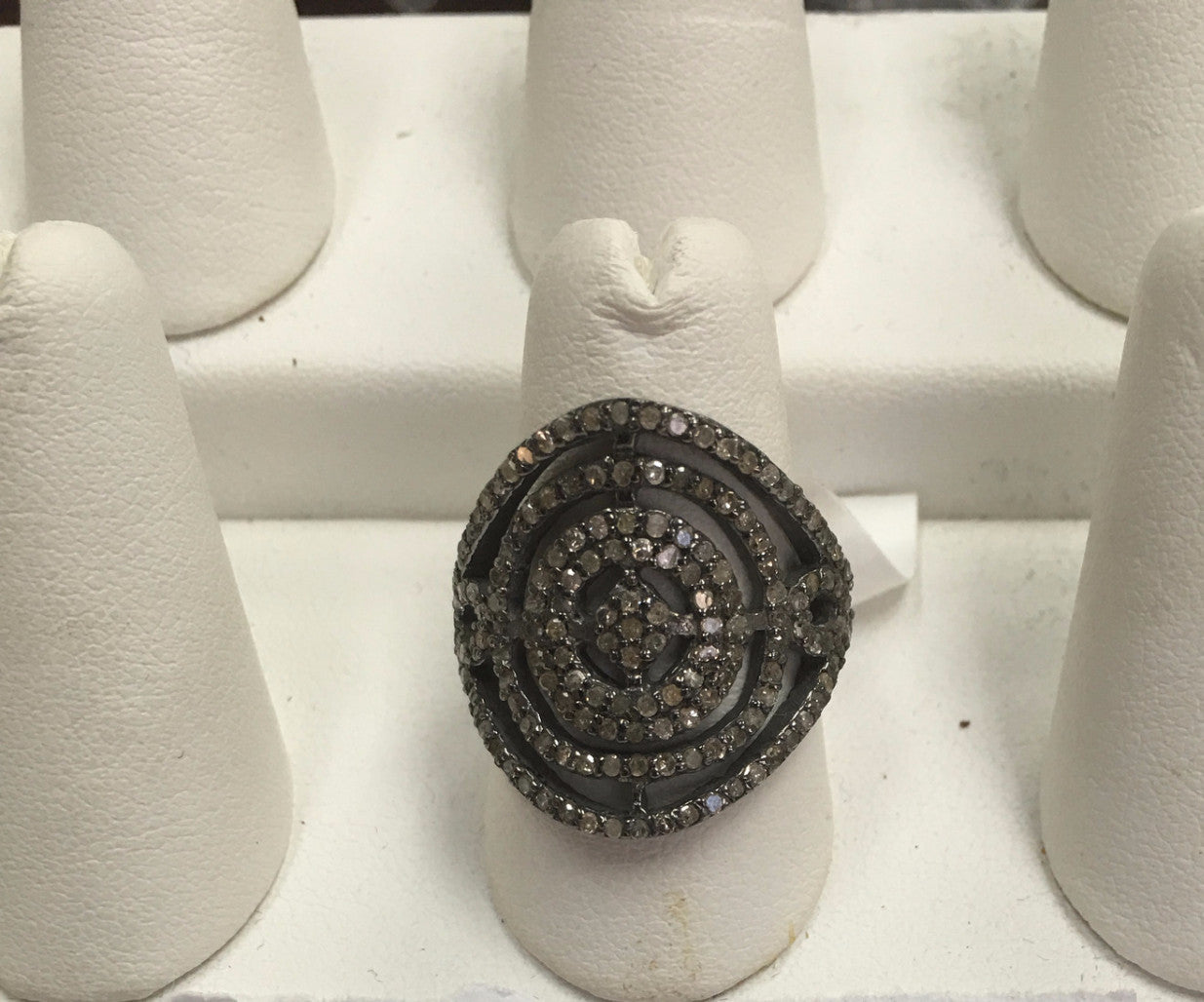 DIAMOND AND SILVER BALCK RHODIUM FINISH RINGS