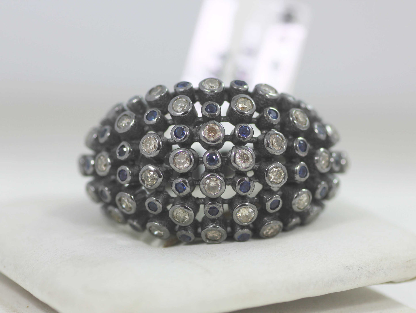 Silver Pave Diamond Ring .925 Oxidized Sterling Silver Diamond Ring, Genuine handmade pave diamond Ring