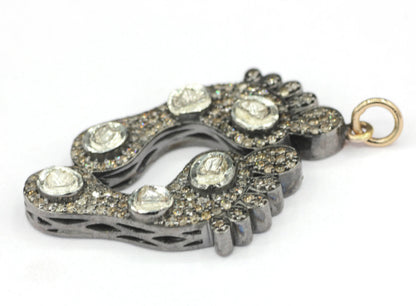 Footprint Diamond Pendants & Charms with Gold Base