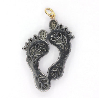 Footprint Diamond Pendants & Charms with Gold Base