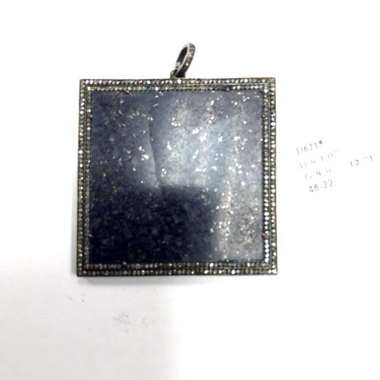 Lapise and Diamond Square Shape Pendant