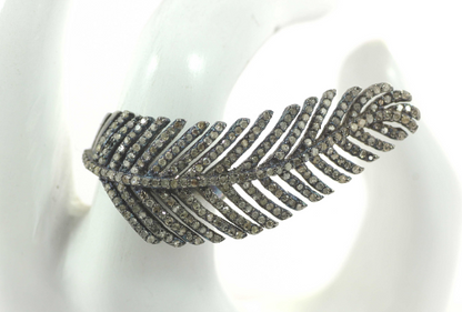 Silver Pave Diamond Ring .925 Oxidized Sterling Silver Diamond Ring, Genuine handmade pave diamond Ring.