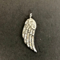 Wings Diamond Pendant .925 Oxidized Sterling Silver Diamond Pendant, Genuine handmade pave diamond Pendant Size Approx 1.12"(10 x 28 MM)
