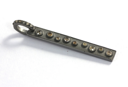 Rectangle Shape Diamond Pendant .925 Oxidized Sterling Silver Diamond Pendant, Genuine handmade pave diamond Pendant.