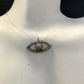 Evil Eye Diamond Charm .925 Oxidized Sterling Silver Diamond Charms, Genuine handmade pave diamond Charm Size 12 x 24 MM