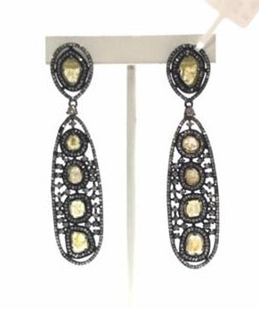 Drop Shape Slice Diamond Earrings