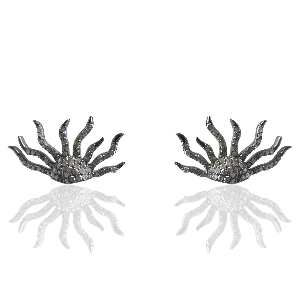 Sun Diamond Silver Earring .925 Oxidized Sterling Silver Diamond Earring, Genuine handmade pave diamond Earring Size 1.12"(14 x 28 MM )