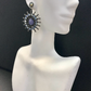 Diamond Silver Earring .925 Oxidized Sterling Silver Diamond Earring, Genuine handmade pave diamond Earring Size 1.76"(44 x 31 MM )