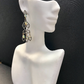 Diamond  Art Deco Opal with Diamond Earring, Pave Diamond Earring, Pave Art Deco Earring, Appx 62 x 18mm. Sterling Silver