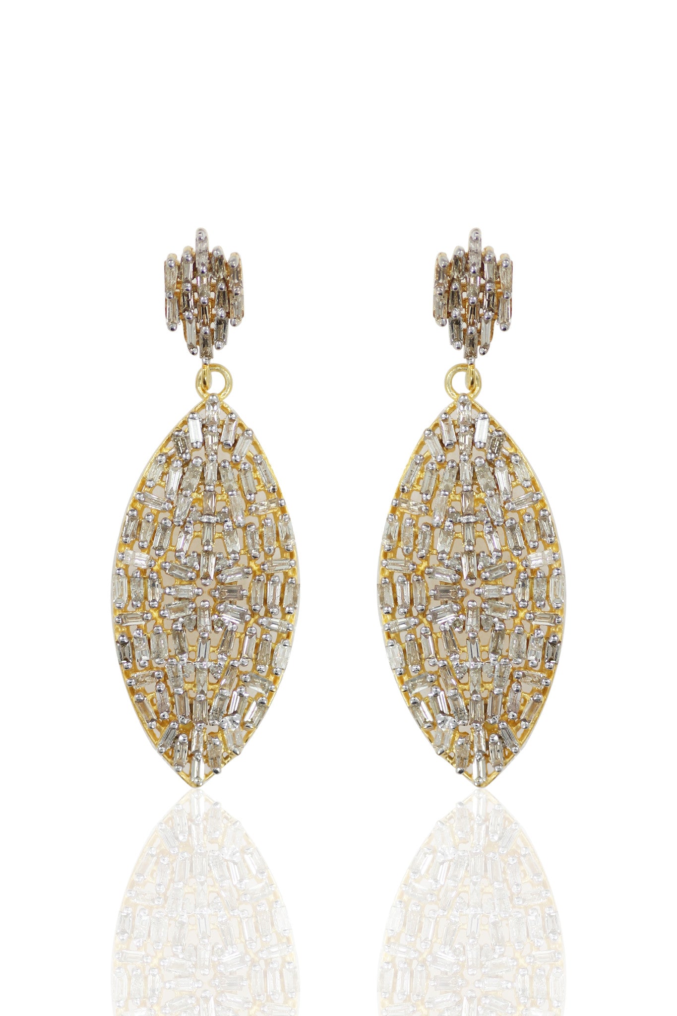 Gold Plated Diamond Silver Earring