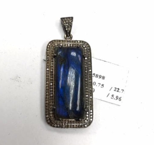 Rectangle Shape Kynite and Diamond Pendant