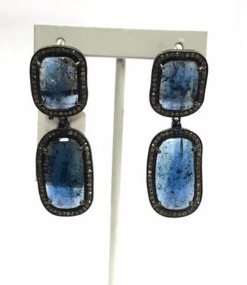 Kynite Rosecut faceted Slice and Diamond Earring