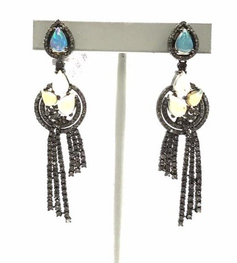Bow Tie Shape Opal and Diamond Earring