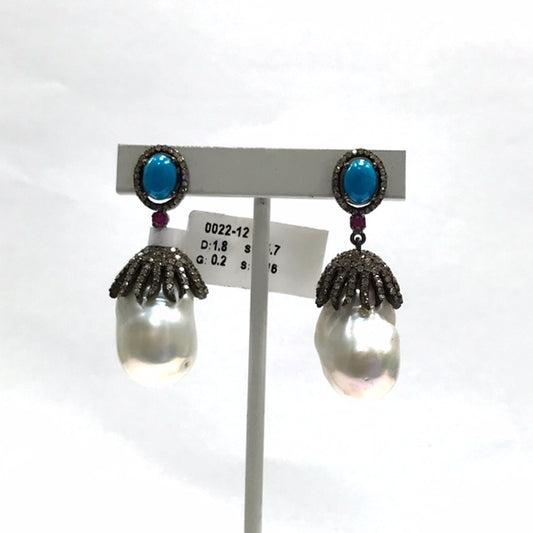 Baroque pearl Diamond Earrings