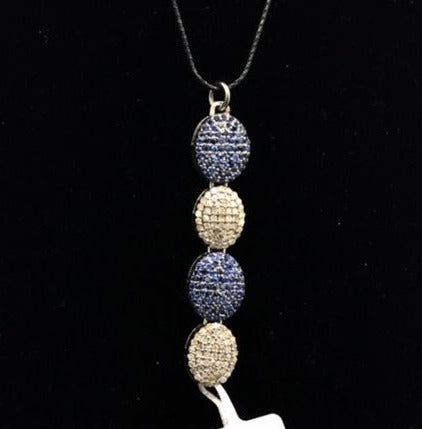 Oval Shape Diamond and Blue Sapphire Pendant
