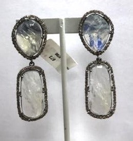 Rainbow Moonstone faceted Slice Earring