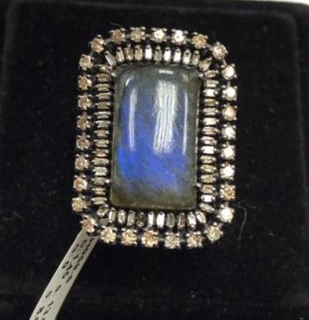 Labradorite and Diamond Designer Ring