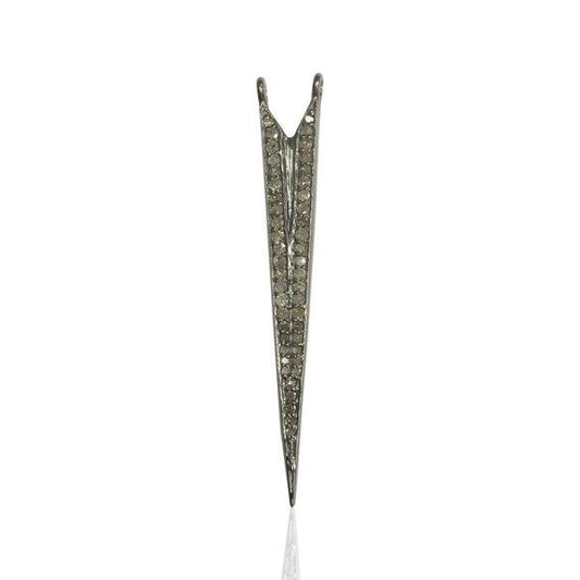 Spike Diamond Charms .925 Oxidized Sterling Silver Diamond Charms, Genuine handmade pave diamond Charm Size Approx 1.80"(45 x 5 mm)