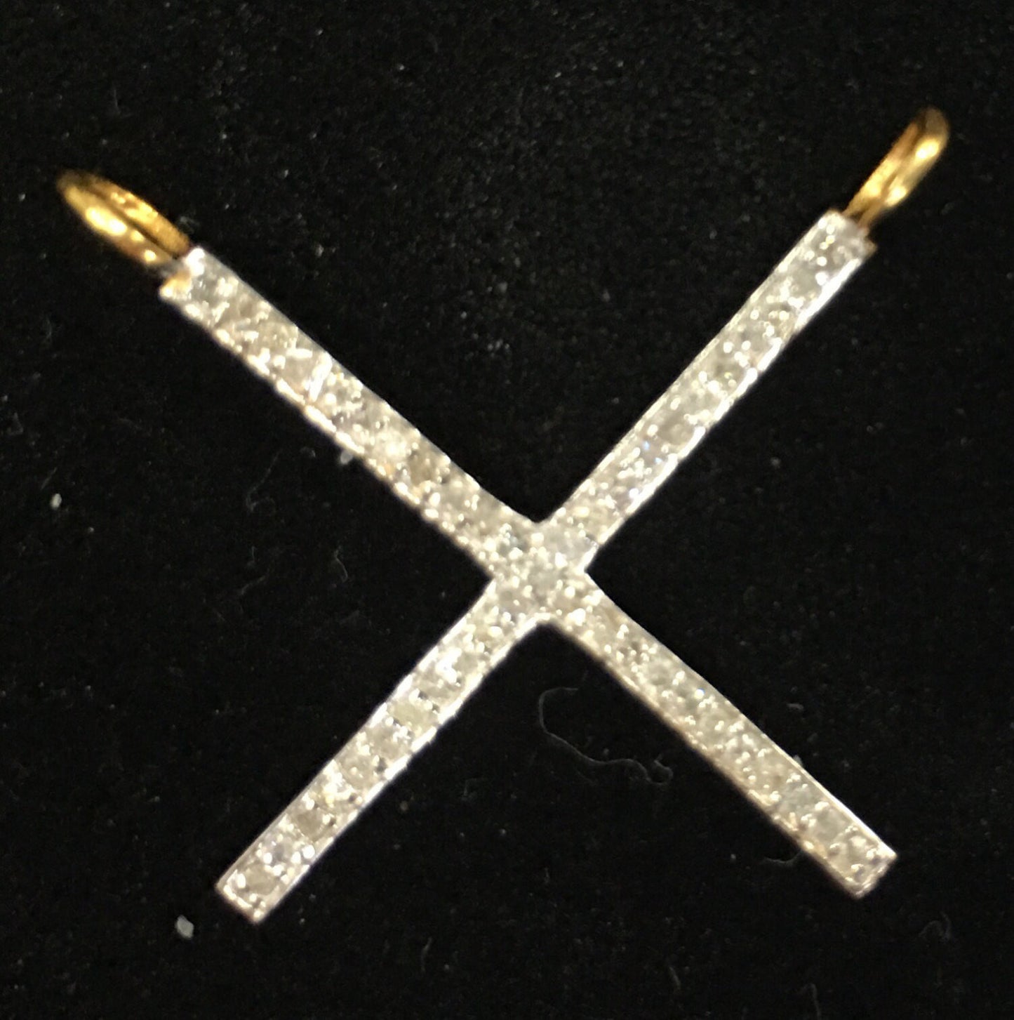 14k Solid Gold X Shape Diamond Pendants