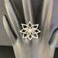 Flower Pave Diamond Ring .925 Oxidized Sterling Silver Diamond Ring, Genuine handmade pave diamond Ring Size Approx 1.08"(27 x 27 MM)