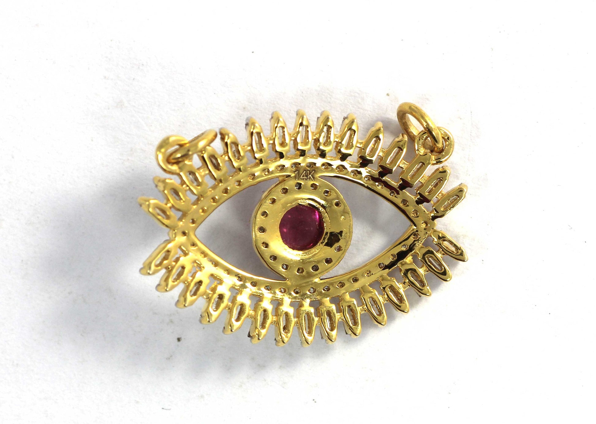 14k Solid Gold Evil Eye Shape Diamond Pendants. Genuine handmade pave diamond Pendant.