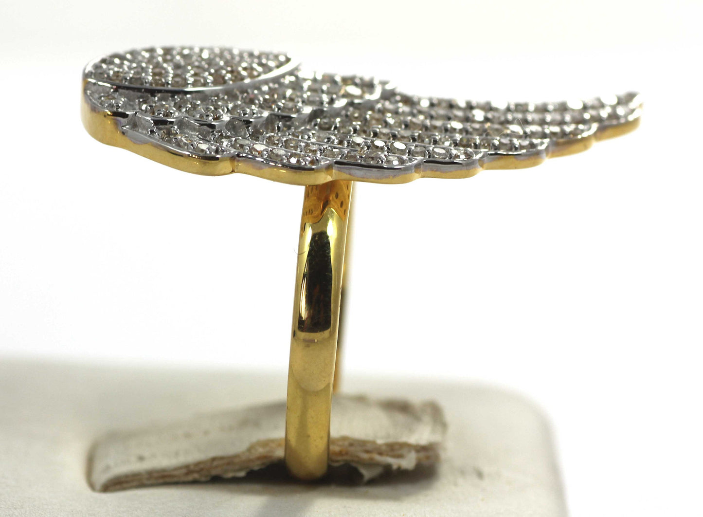 Wings Shape 14k Solid Gold Diamond Rings. Genuine handmade pave diamond Rings.
