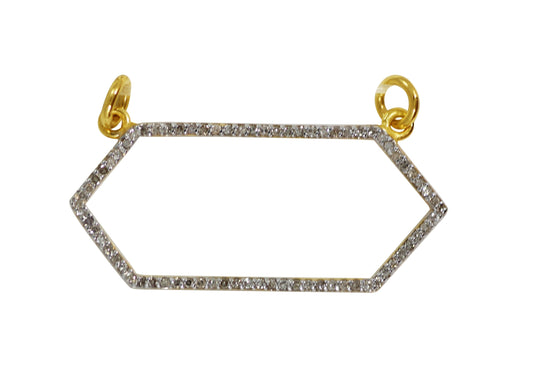 Art Deco Shape 14k Solid Gold Diamond Pendants. Genuine handmade pave diamond Pendant.1 4k Solid Gold Diamond Pendants.