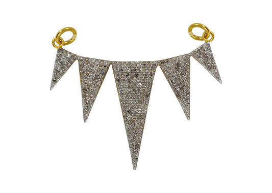 Art Deco Shape 14k Solid Gold Diamond Pendants. Genuine handmade pave diamond Pendant.1 4k Solid Gold Diamond Pendants.