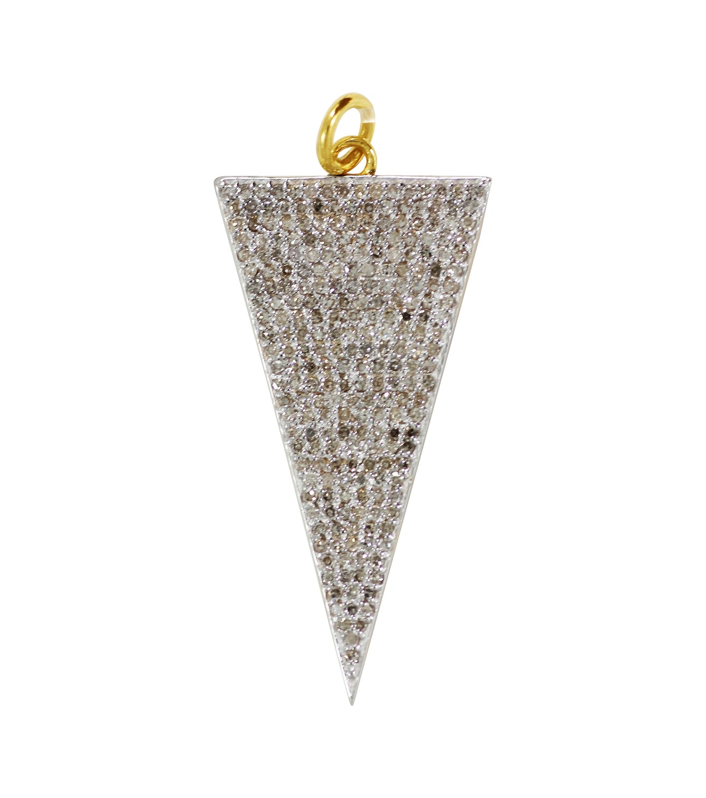 Triangle Shape 14k Solid Gold Diamond Pendants. Genuine handmade pave diamond Pendant.1 4k Solid Gold Diamond Pendants.