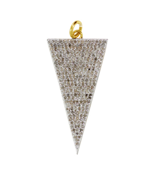 Triangle Shape 14k Solid Gold Diamond Pendants. Genuine handmade pave diamond Pendant.1 4k Solid Gold Diamond Pendants.