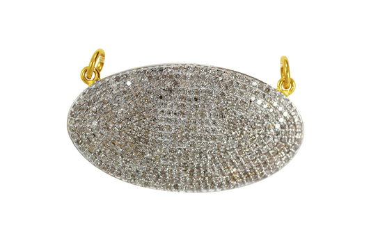 Oval Shape 14k Solid Gold Diamond Pendants. Genuine handmade pave diamond Pendant.1 4k Solid Gold Diamond Pendants.