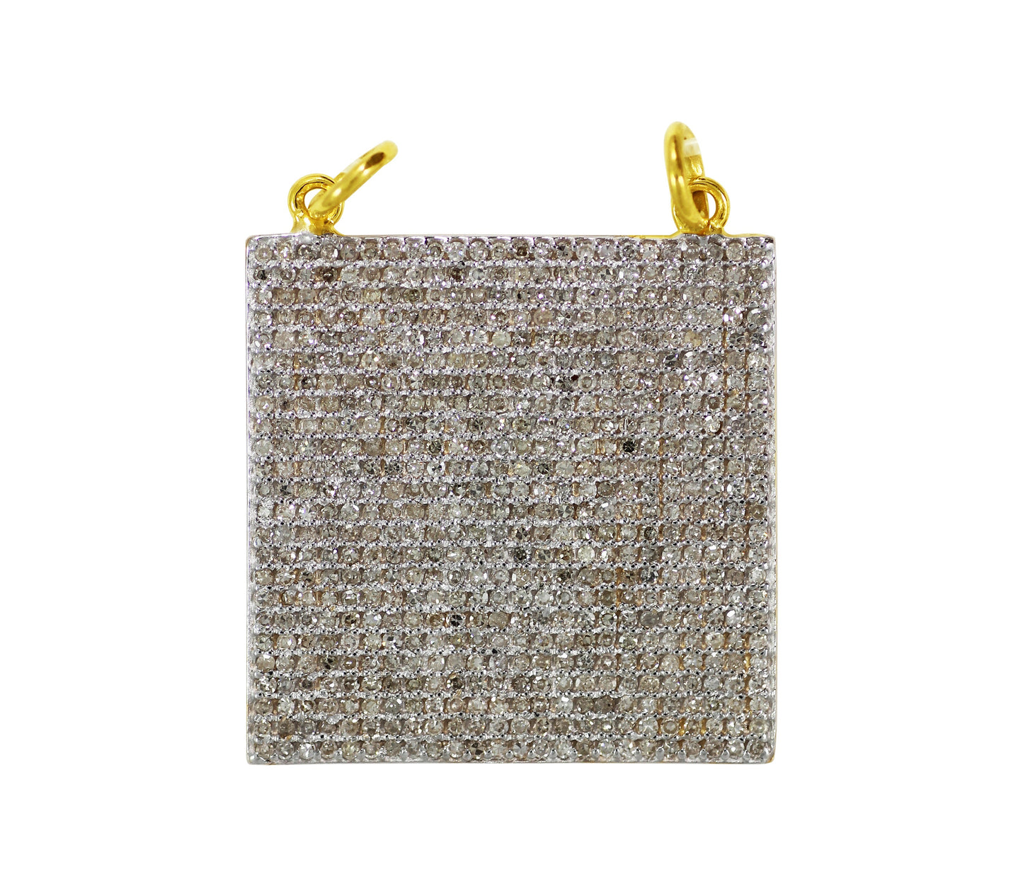 Square Shape 14k Solid Gold Diamond Pendants. Genuine handmade pave diamond Pendant.1 4k Solid Gold Diamond Pendants.