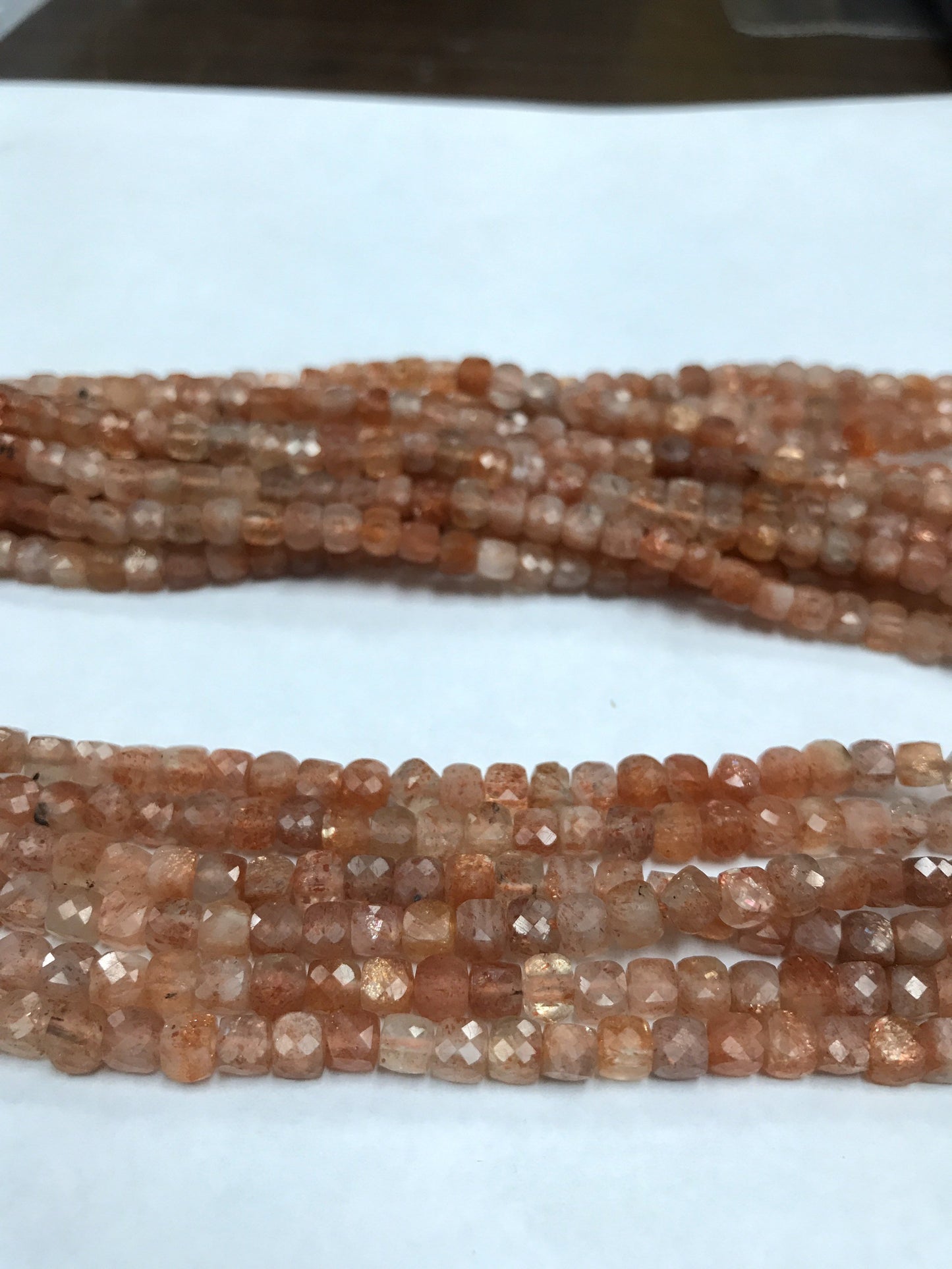 Sunstone Beads Faceted Square, Natural Sunstone Beads, Faceted box, Faceted cube