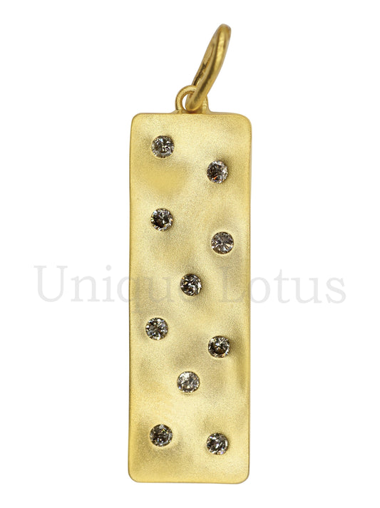 Rectangle Shape 14k Solid Gold Diamond Pendants. Genuine handmade pave diamond Pendant.1 4k Solid Gold Diamond Pendants.