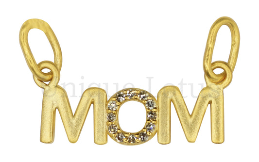 MOM 14k Solid Gold Diamond Pendants. Genuine handmade pave diamond Pendant.1 4k Solid Gold Diamond Pendants.