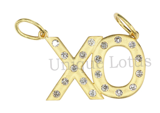 XO Shape 14k Solid Gold Diamond Pendants